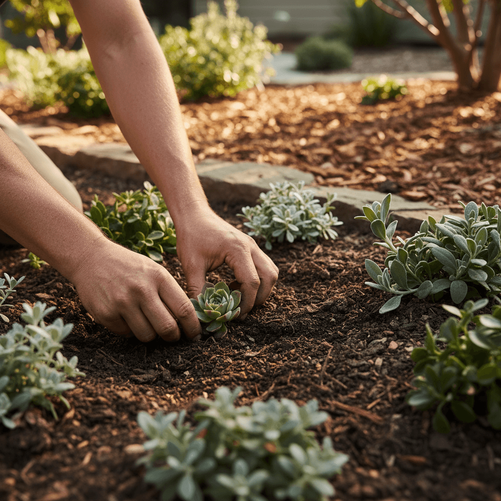 Xeriscaped garden with native plants